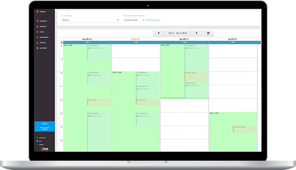 Bearbeitung flexibler Arbeitszeiten von Mitarbeitern in Slotti auf Laptop-Bildschirm dargestellt