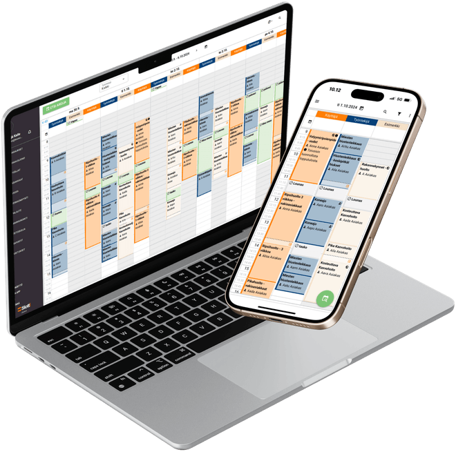 Slotti-Benutzeroberfläche auf einem Laptop und einem Smartphone.